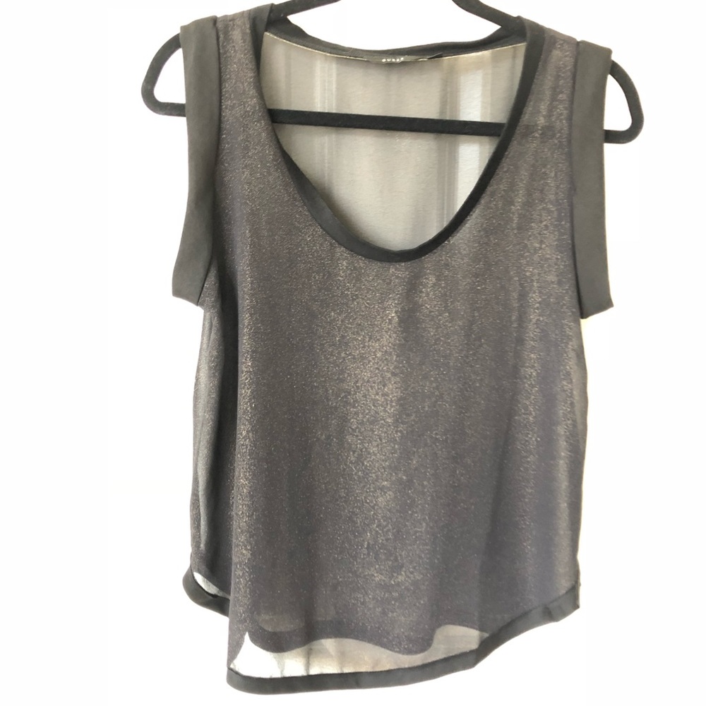 GUESS sleeveless black and gold sheer top